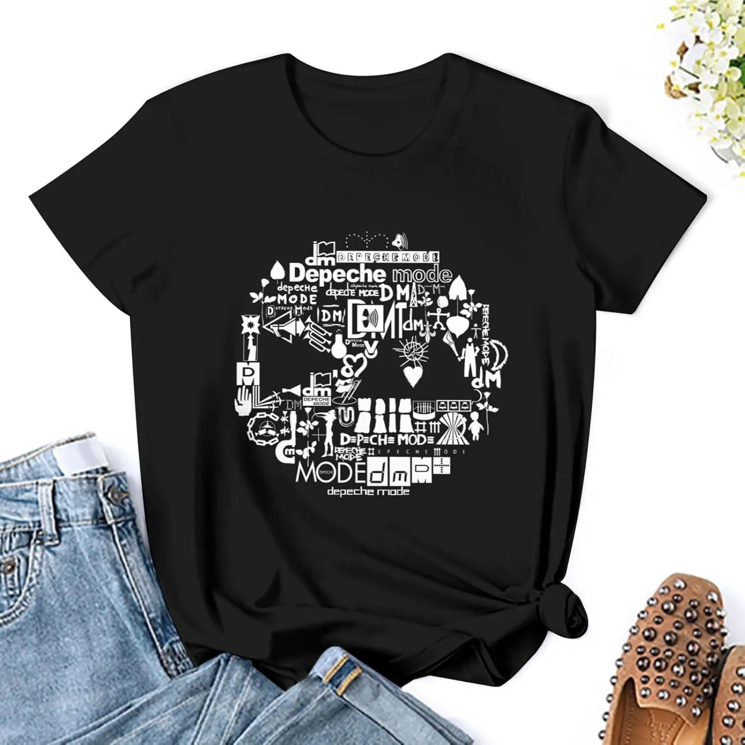 T Shirt Depeche Music Mode Fashion Womens Short Sleeve Tops Summer O-Neck Tee Black
