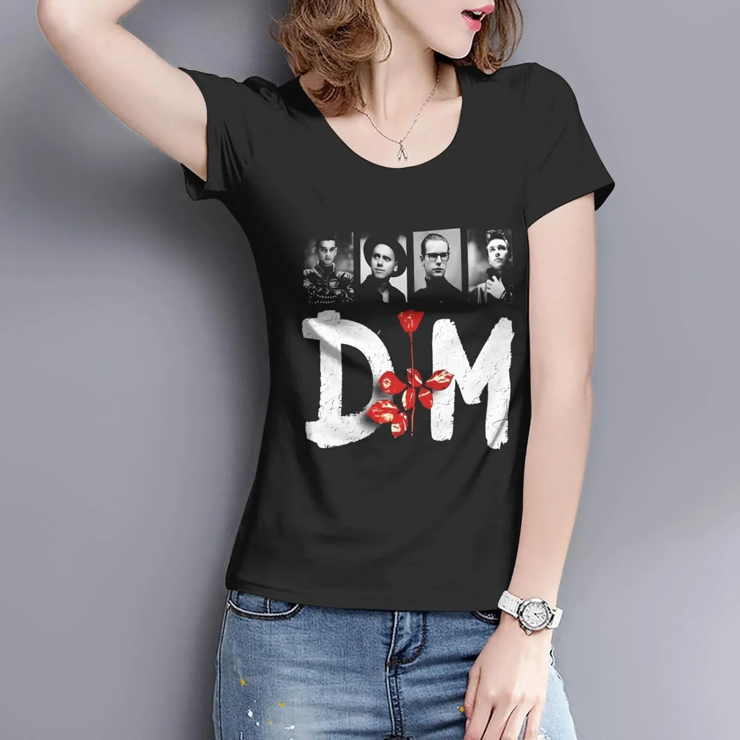 T Shirt Depeche Music Mode Fashion Womens Short Sleeve Tops Summer O-Neck Tee Black