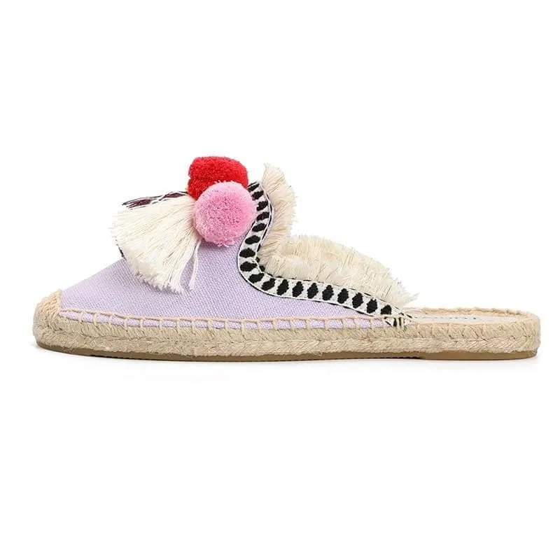 Tassel Fluffy Ball Espadrilles