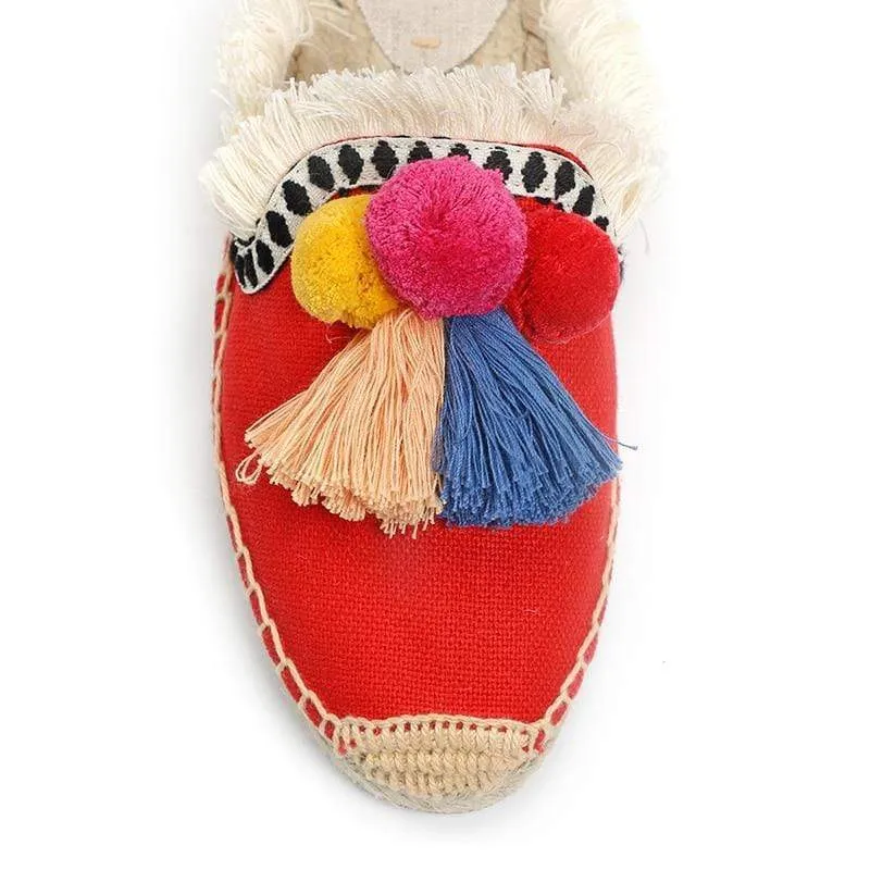 Tassel Fluffy Ball Espadrilles