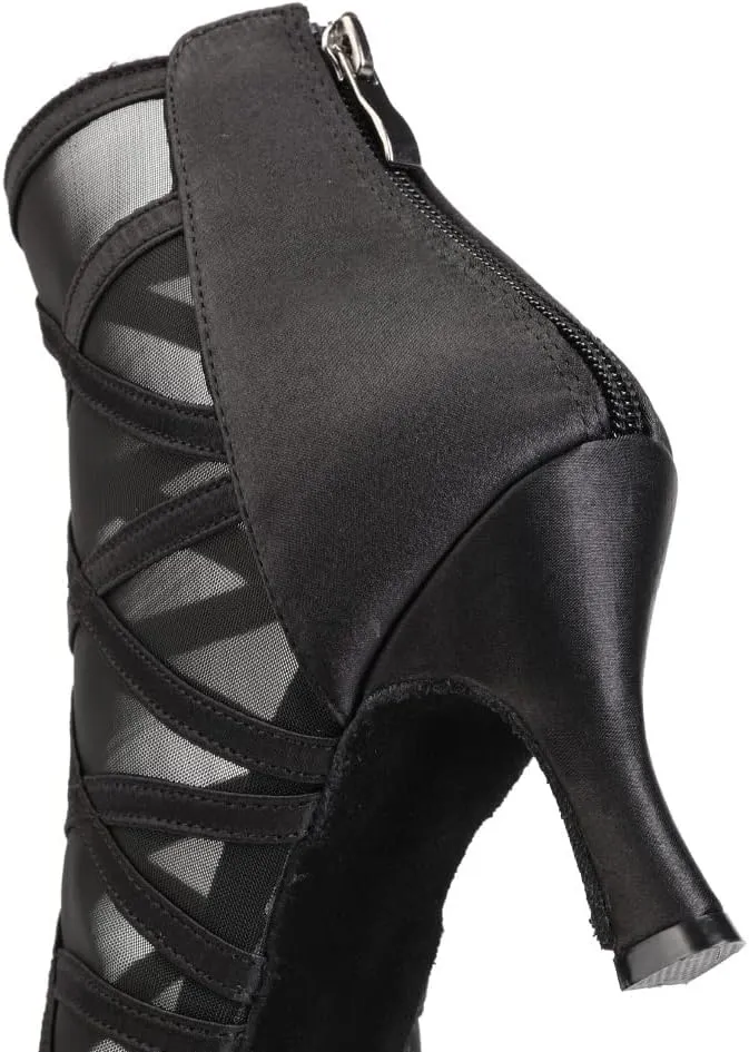TINRYMX Women's Latin Dance Boots Ballrooom Salsa Tango Open Toe Performance Professional Dance Shoes, Model-YCL445