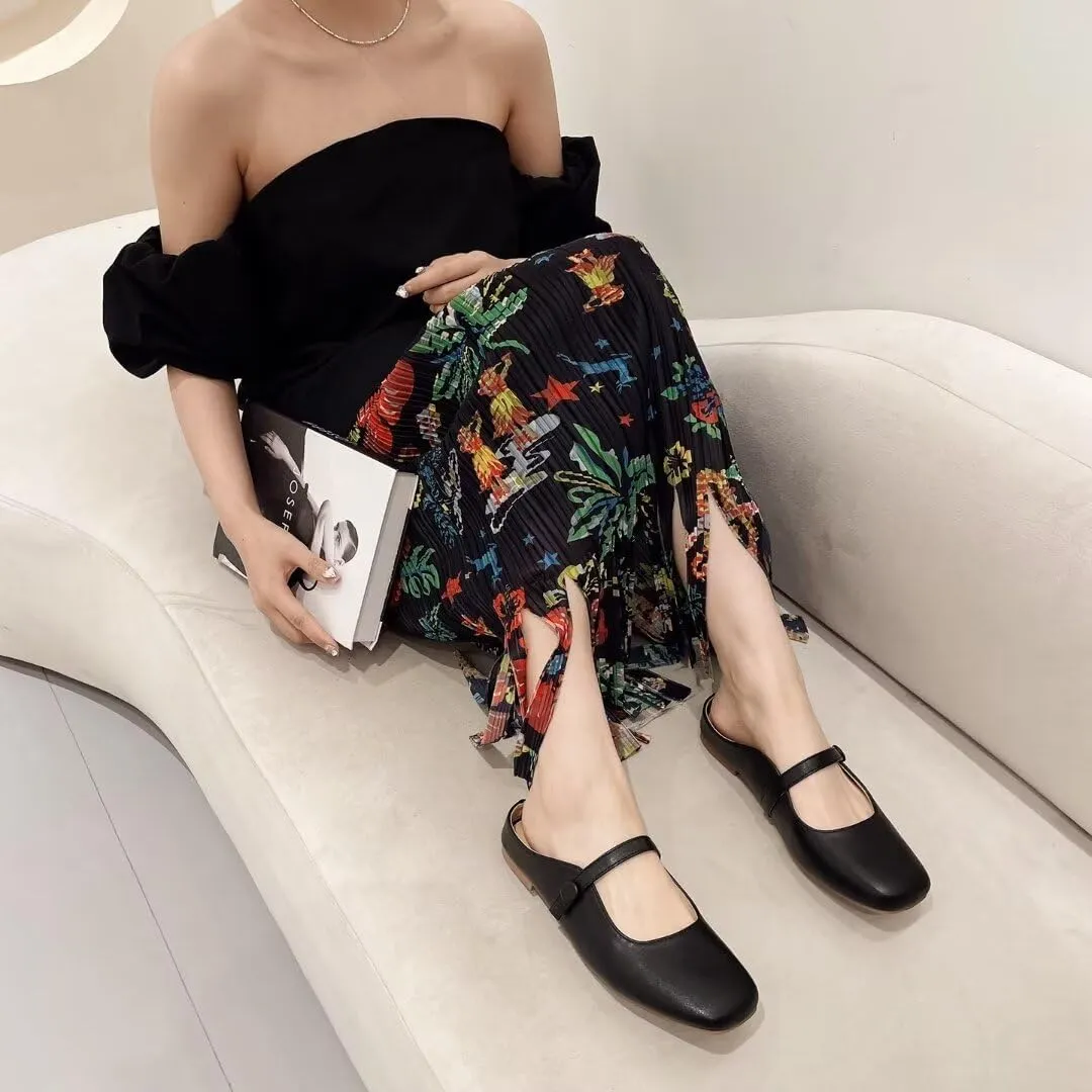 TN TANGNEST Flat Shoes for Women Retro Square Toe Mary Jane Flats Shiny Ballet Flats Comfortable Office Flats