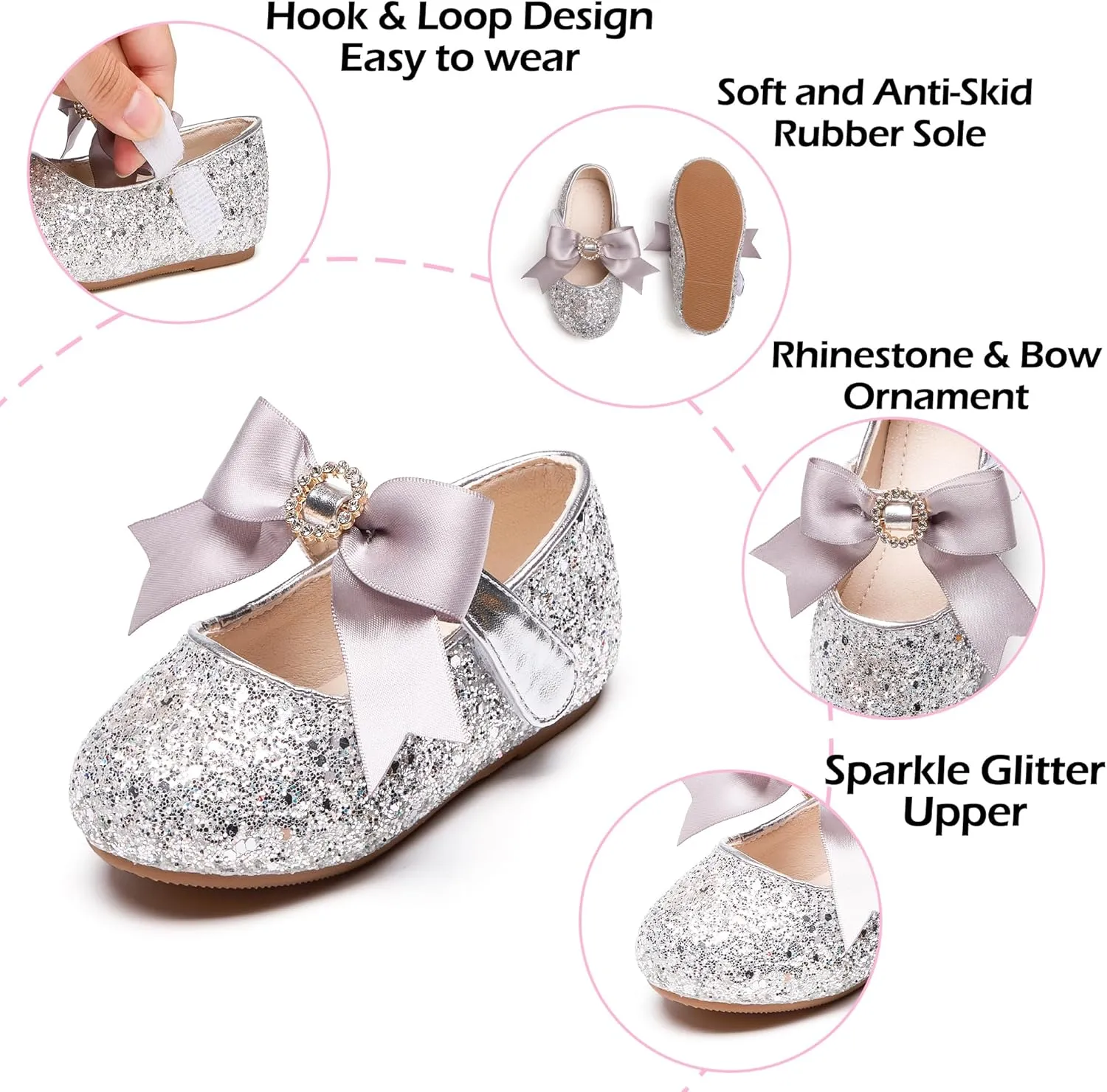 Toddler Flower Girl Dress Shoes - Little Girl Mary Janes Flats Wedding