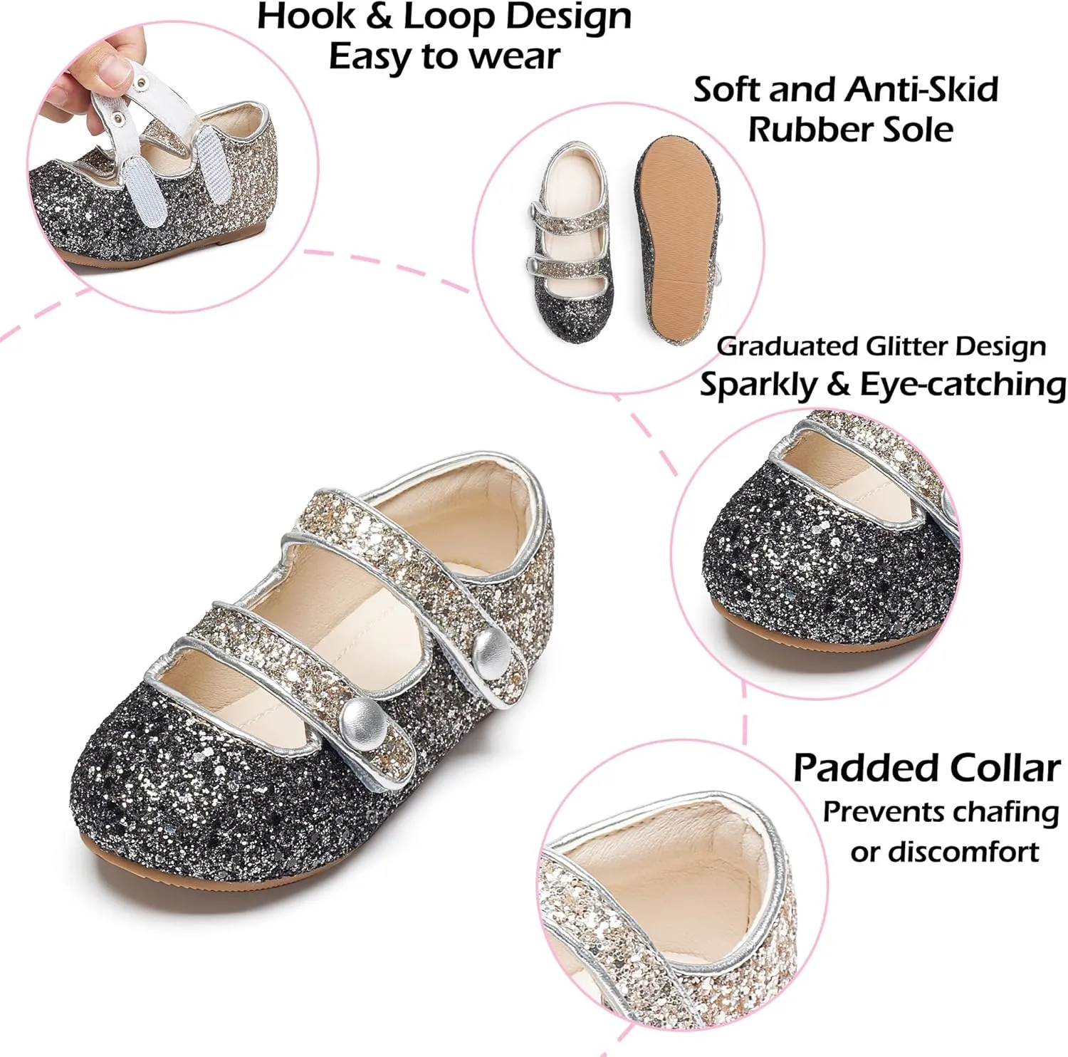 Toddler Flower Girl Dress Shoes - Little Girl Mary Janes for Wedding Party