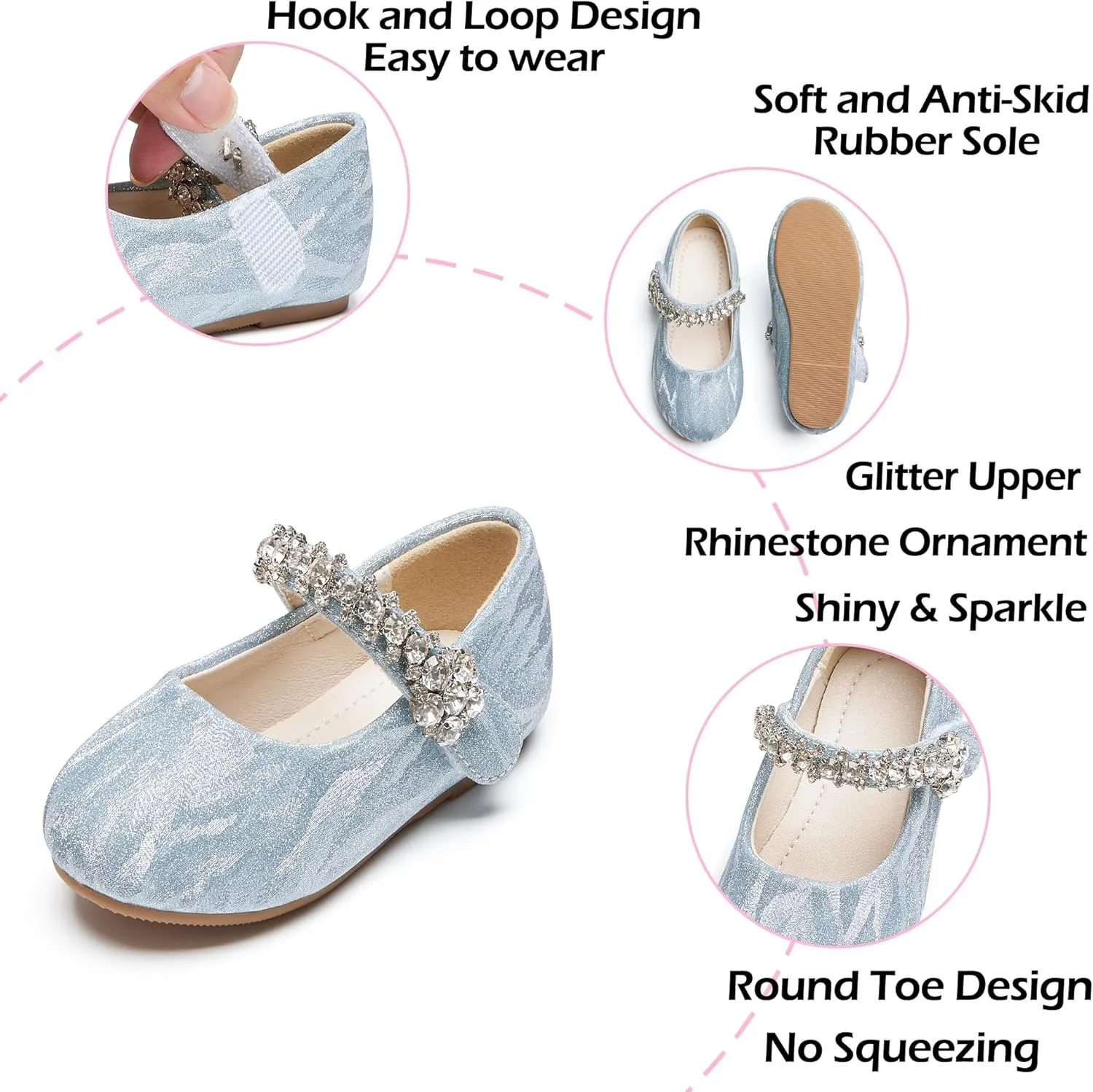 Toddler Flower Girl Dress Shoes - Little Girl Mary Janes for Wedding Party