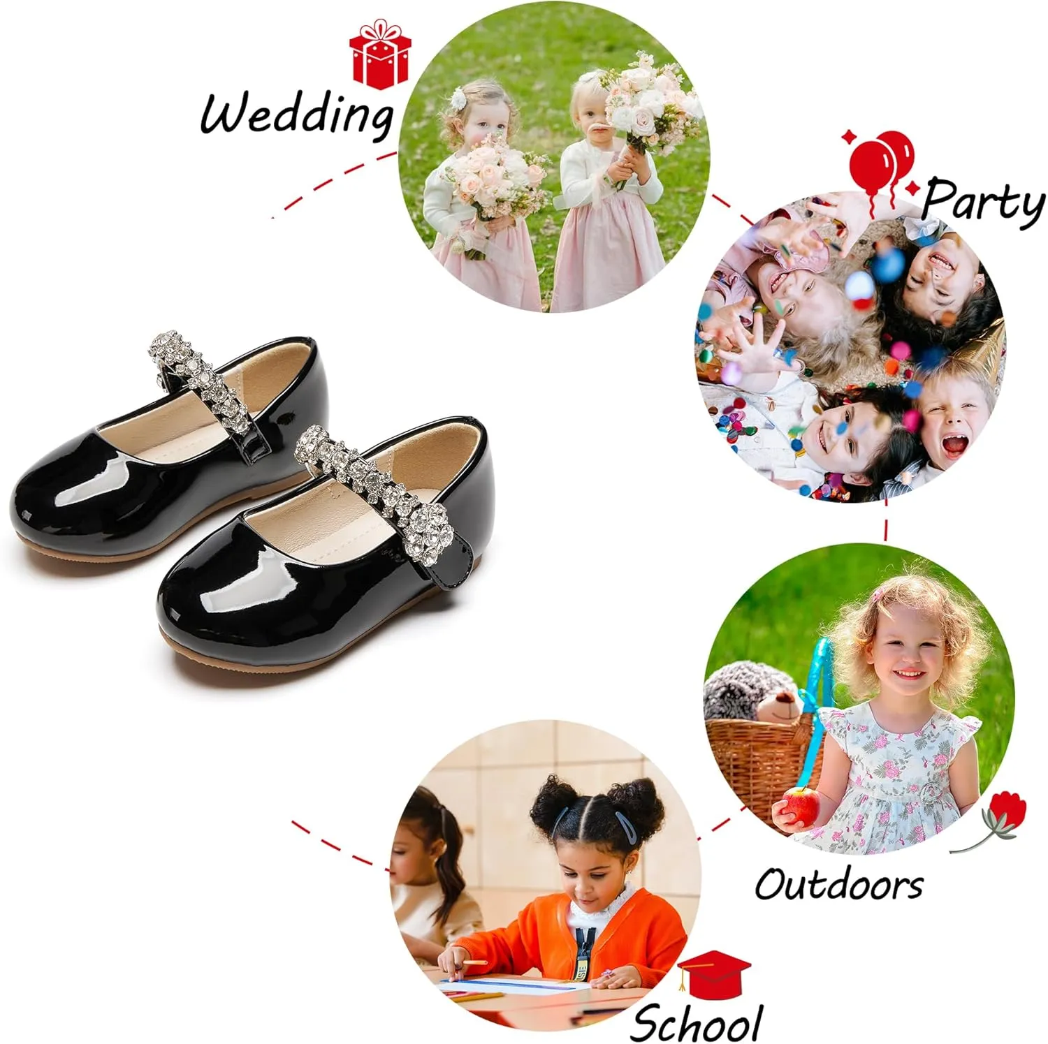 Toddler Flower Girl Dress Shoes - Little Girl Mary Janes for Wedding Party