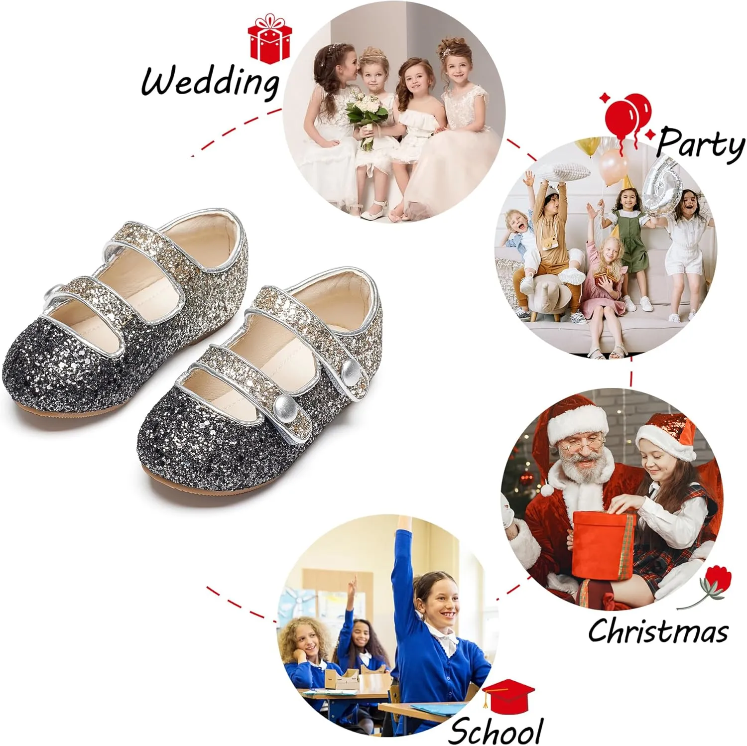Toddler Flower Girl Dress Shoes - Little Girl Mary Janes for Wedding Party