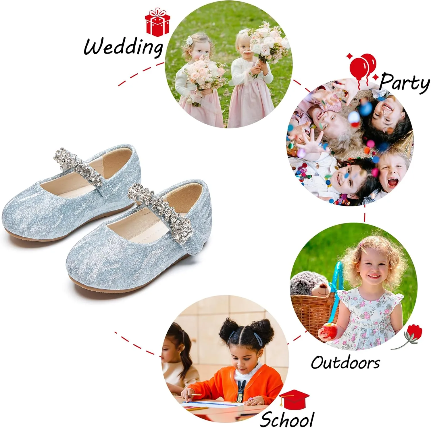 Toddler Flower Girl Dress Shoes - Little Girl Mary Janes for Wedding Party