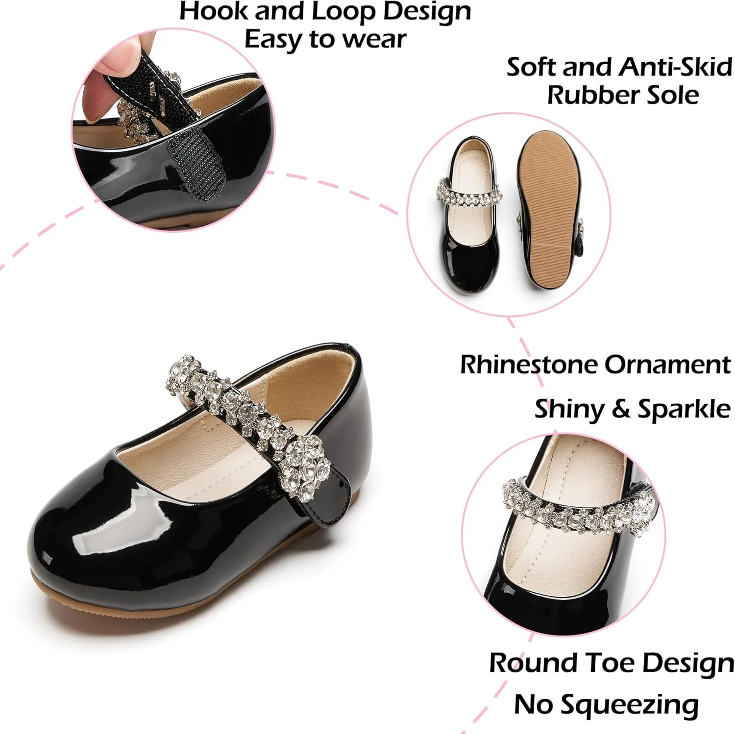 Toddler Flower Girl Dress Shoes - Little Girl Mary Janes for Wedding Party