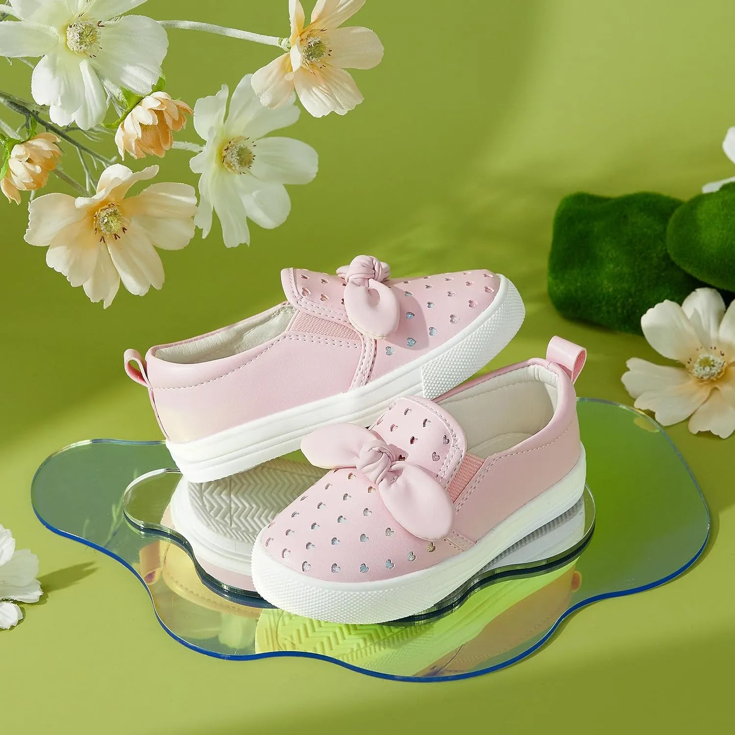 Toddler/Little Girls Sneakers-Slip On Glitter Sports Shoes for Running Walking
