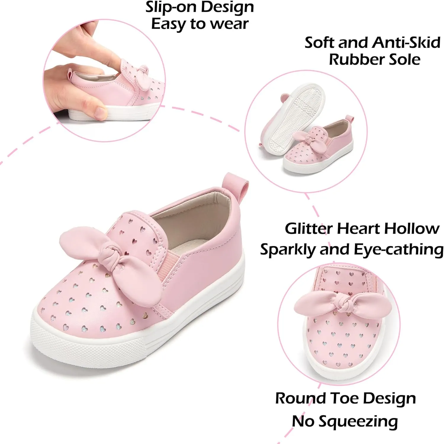 Toddler/Little Girls Sneakers-Slip On Glitter Sports Shoes for Running Walking