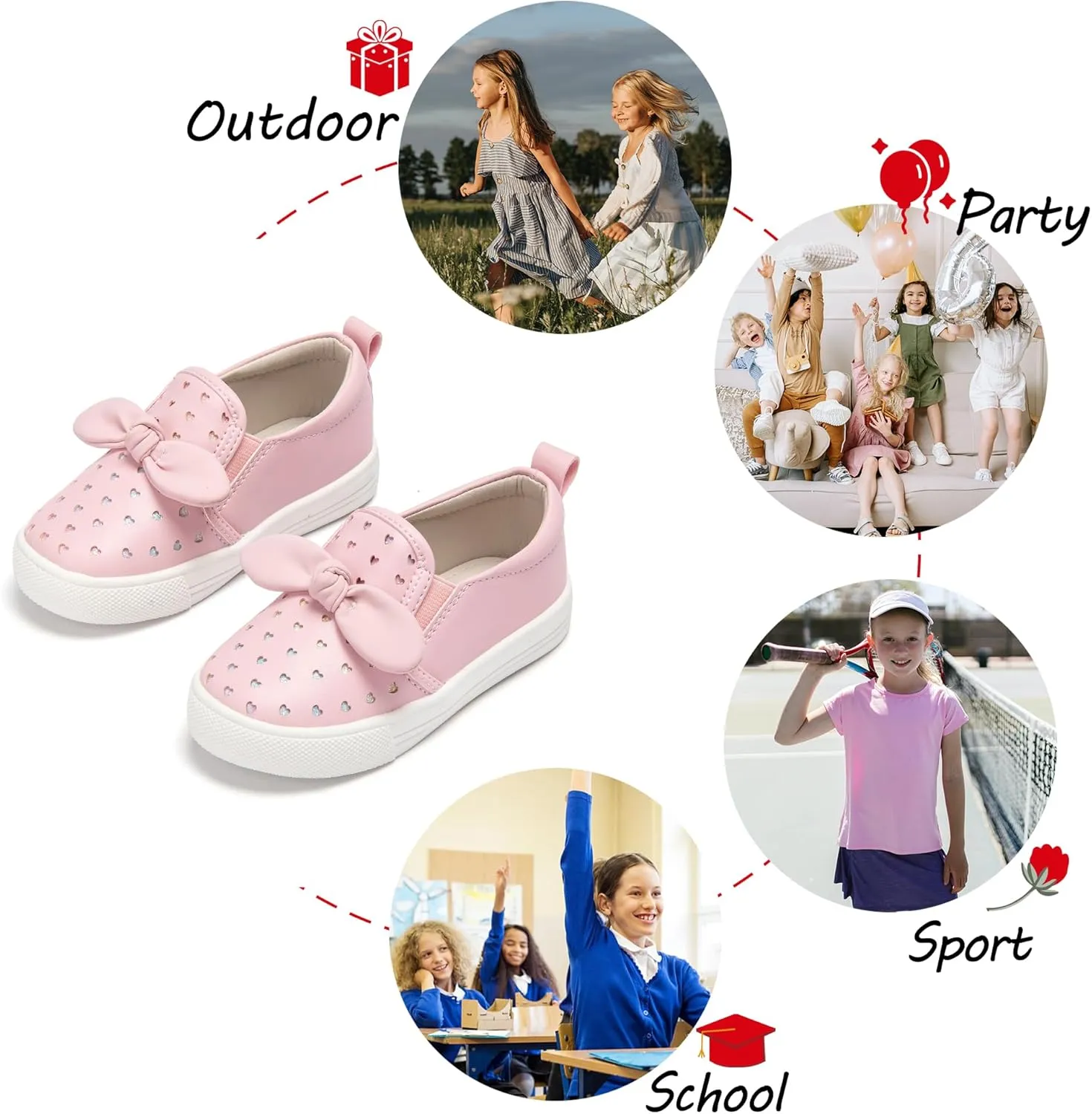 Toddler/Little Girls Sneakers-Slip On Glitter Sports Shoes for Running Walking