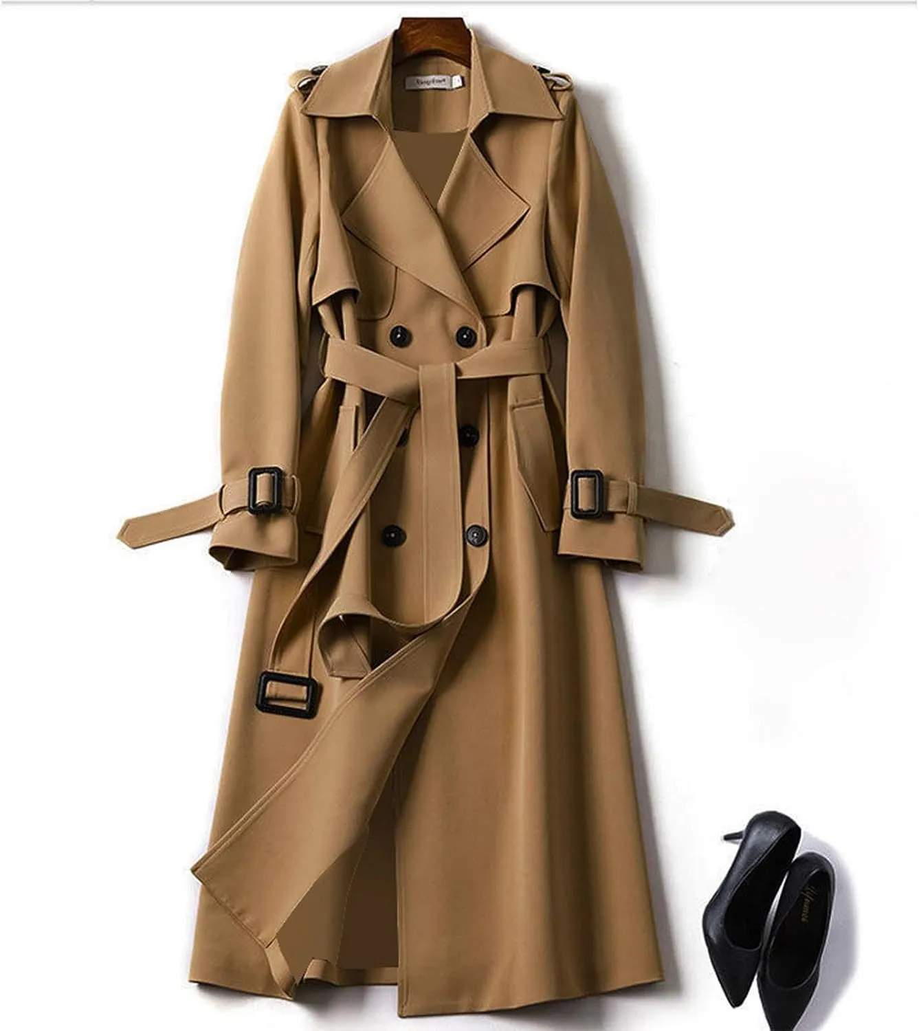 Trench Coats for Women Double Breasted Classic Lapel Casual Jackets Plus Size Belted Elegant Y2K Fall Winter Overcoat