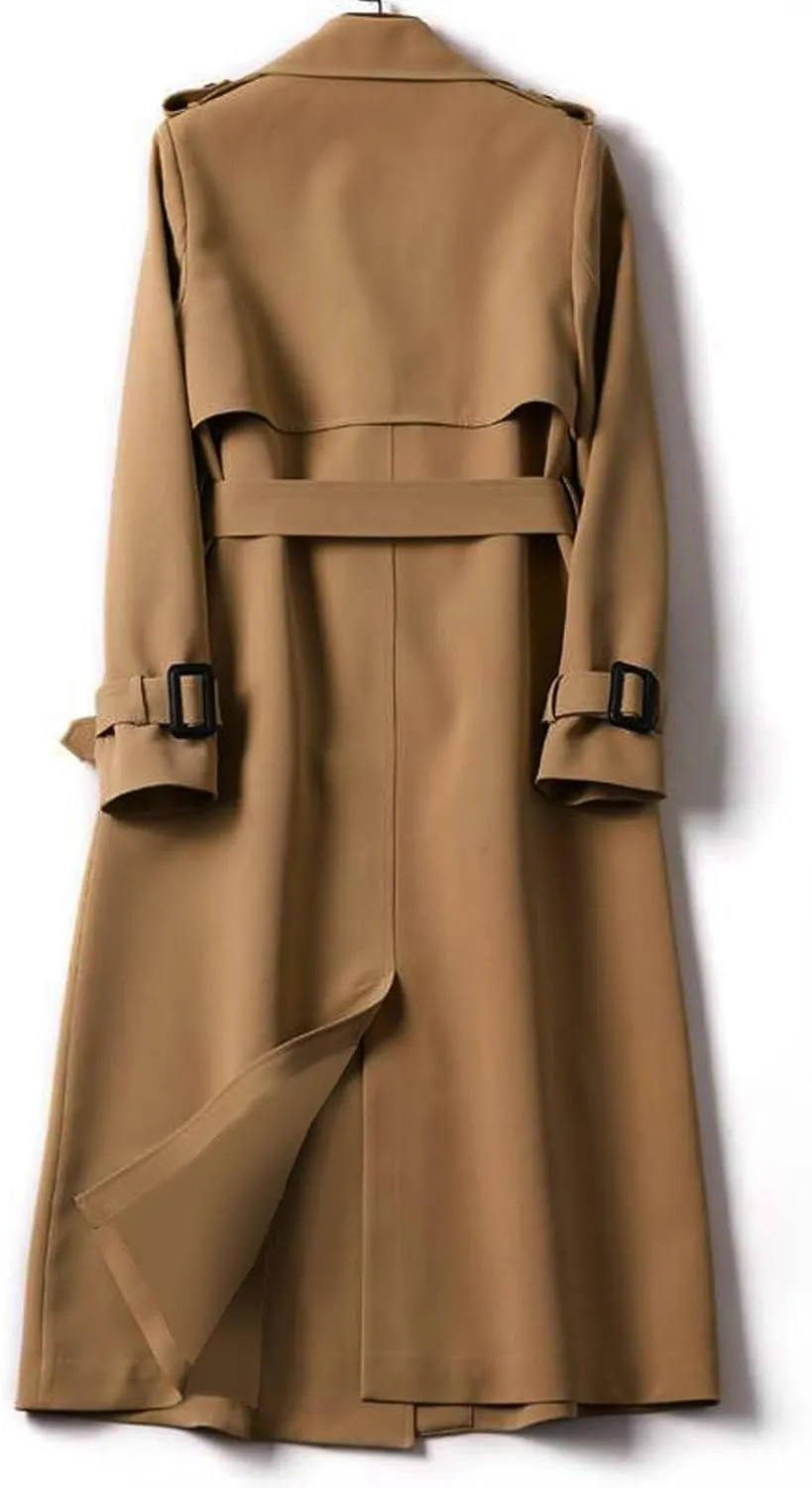 Trench Coats for Women Double Breasted Classic Lapel Casual Jackets Plus Size Belted Elegant Y2K Fall Winter Overcoat