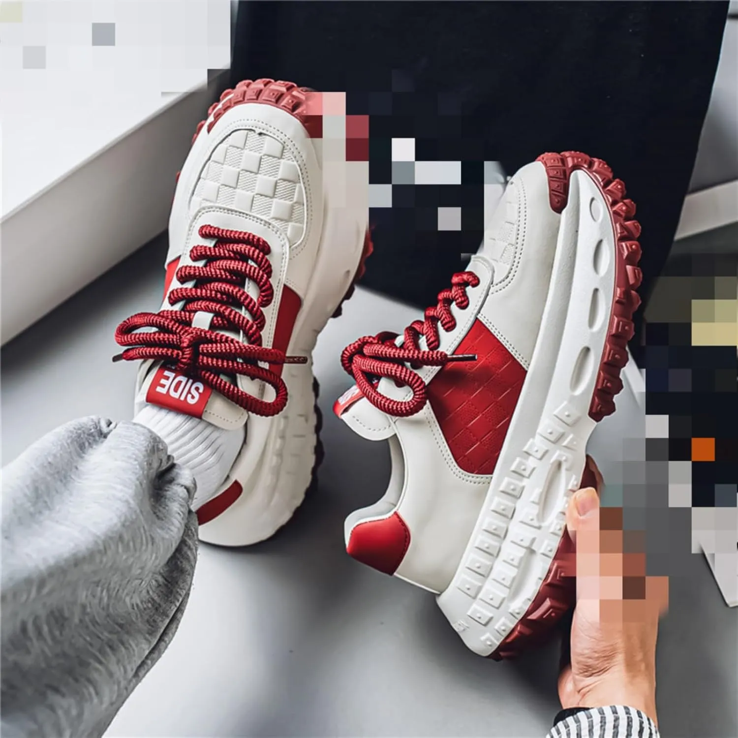 Trendy Men's Fashion Chunky - Sole Sneakers with Unique Design - Ideal for Sports, Walking and Casual Wear, Combining Style and Comfort
