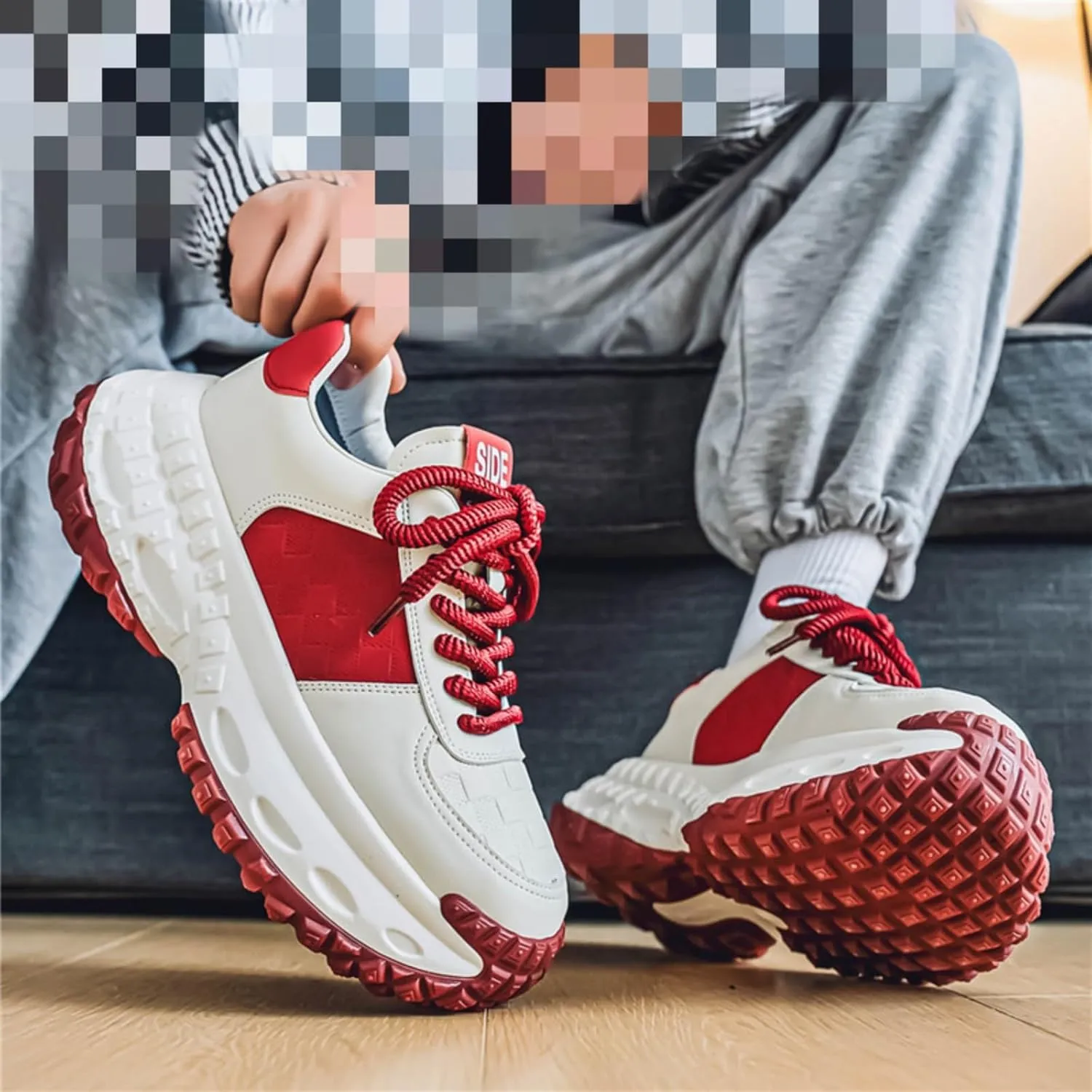 Trendy Men's Fashion Chunky - Sole Sneakers with Unique Design - Ideal for Sports, Walking and Casual Wear, Combining Style and Comfort