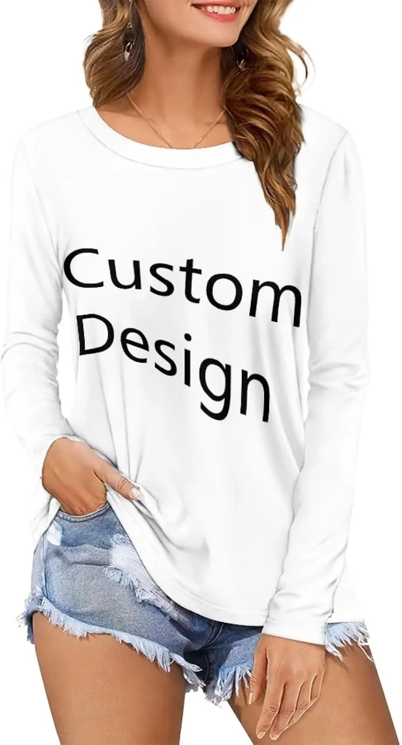 Uasibuni Women's Loose Comfy Casual Long Sleeve T-Shirts Plain T-Shirt Women Gift