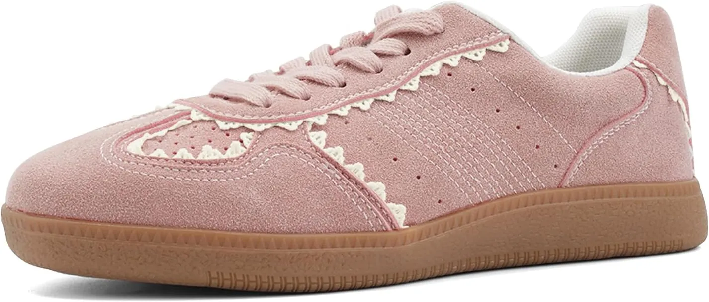 UBWDU Lace Fashion Ballet Sneakers for Women 2025 – Trendy Cute Crochet Ribbon Lace-Up Casual Spring Shoes