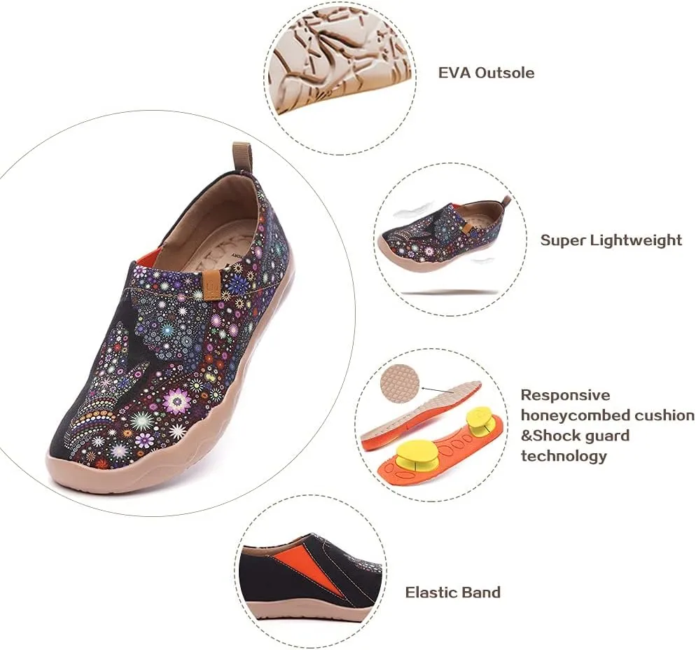 UIN Women's Art Travel Slip-On Shoes Casual Lightweight Breathable Flats Comfortable Loafers