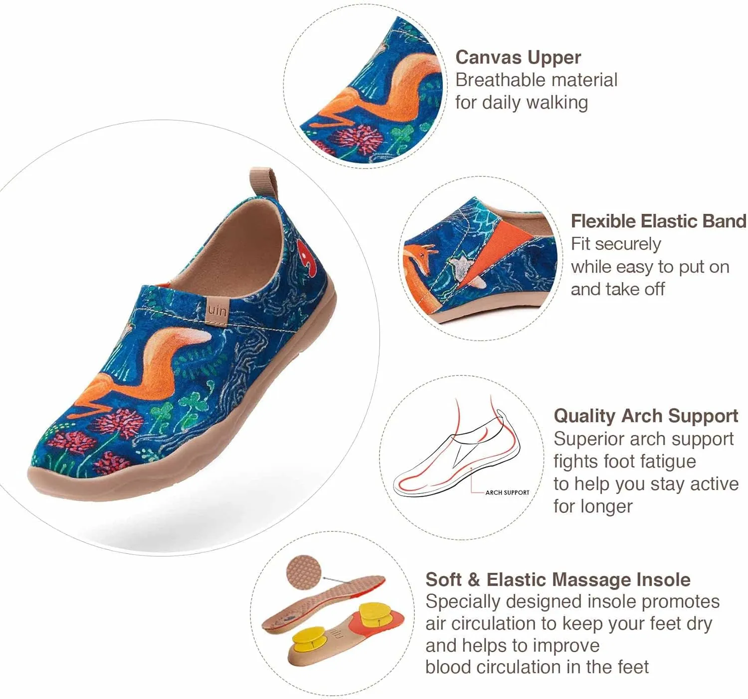 UIN Women's Art Travel Slip-On Shoes Casual Lightweight Breathable Flats Comfortable Loafers