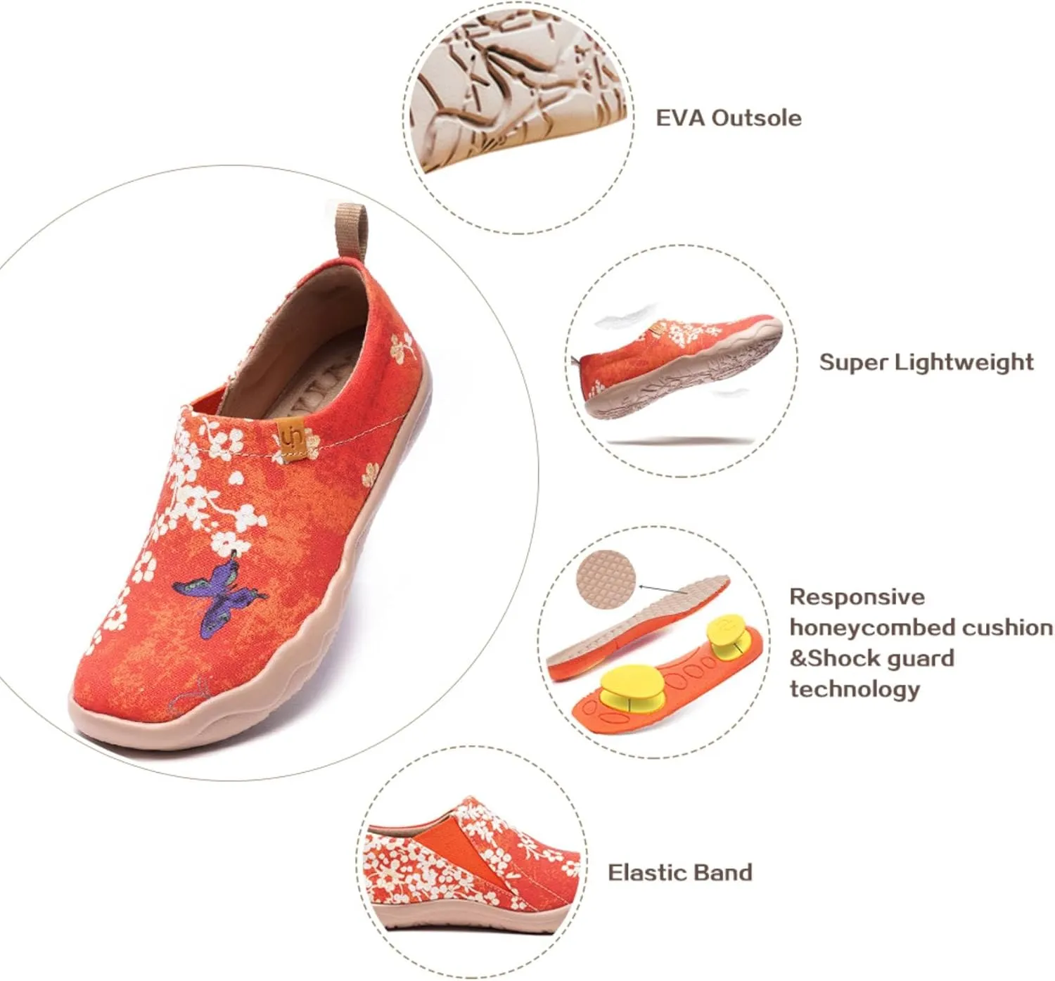 UIN Women's Art Travel Slip-On Shoes Casual Lightweight Breathable Flats Comfortable Loafers