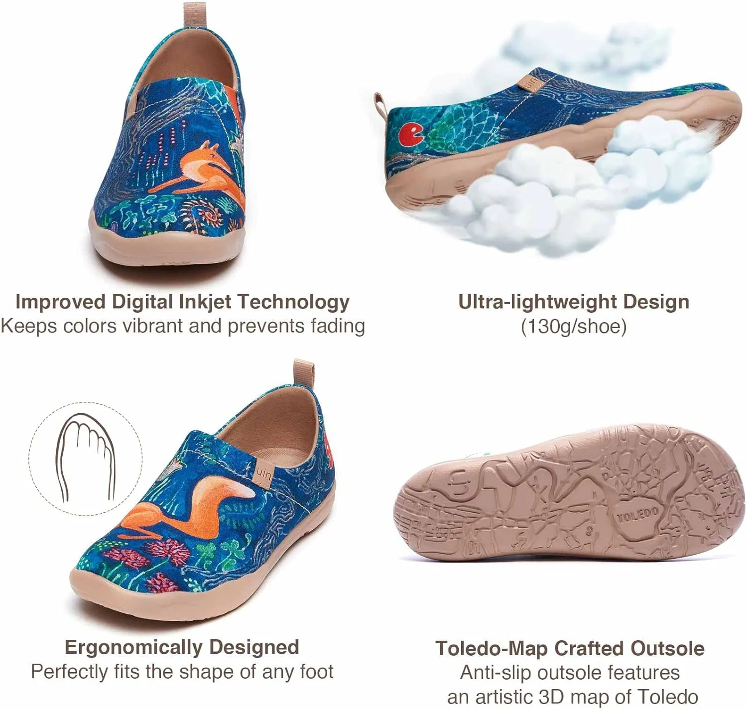 UIN Women's Art Travel Slip-On Shoes Casual Lightweight Breathable Flats Comfortable Loafers