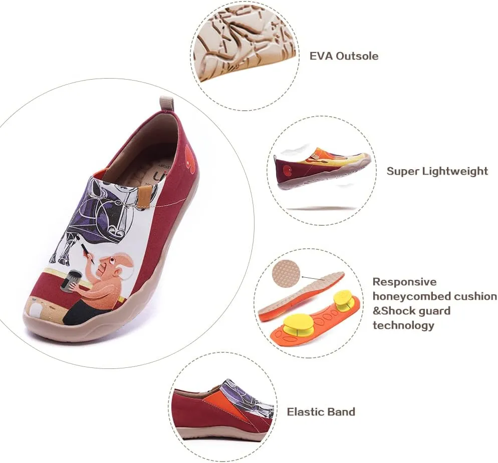 UIN Women's Artistic Slip-On Shoes Vibrant Floral Casual Loafers Lightweight Comfortable Travel Footwear