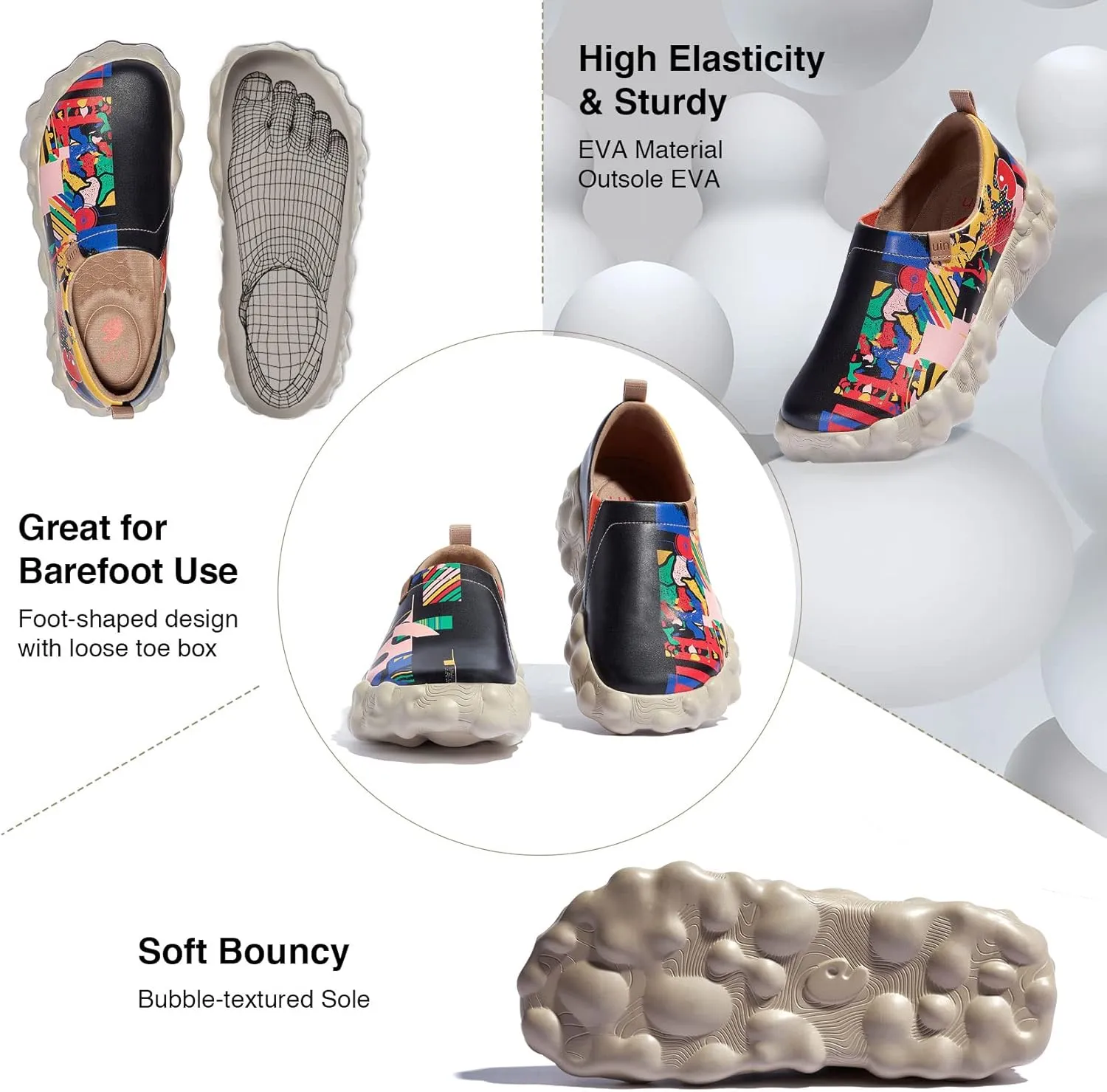 UIN Women's Fashion Sneakers Slip On Walking Art Travel Shoes Toledo Ⅵ Rainbow Crush 2