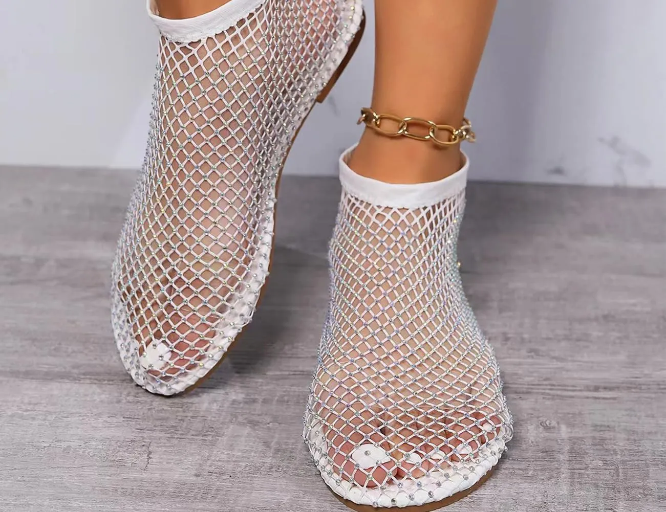 Ultra Comfortable Shiny Gem Mesh Flats, Ballet Flats for Women Sandals Women Dressy Summer Flat Shoes Slip On Sandals