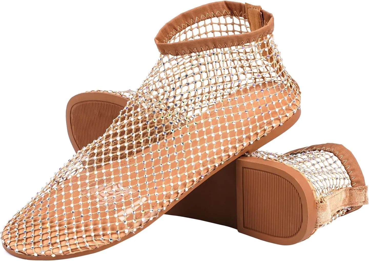 Ultra Comfortable Shiny Gem Mesh Flats, Ballet Flats for Women Sandals Women Dressy Summer Flat Shoes Slip On Sandals
