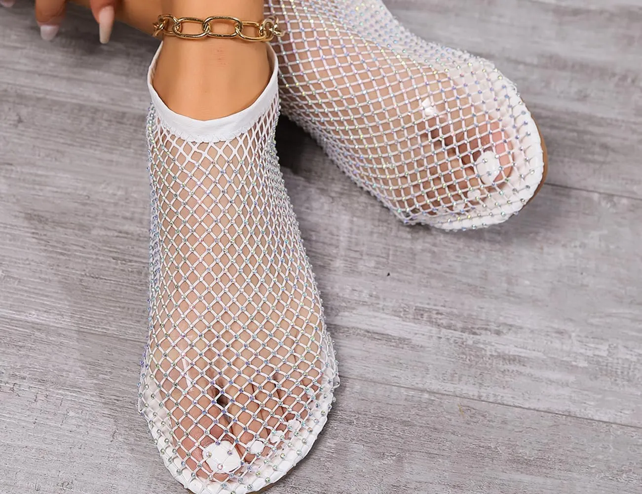 Ultra Comfortable Shiny Gem Mesh Flats, Ballet Flats for Women Sandals Women Dressy Summer Flat Shoes Slip On Sandals