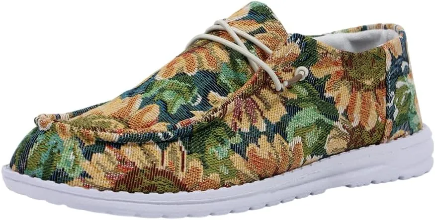 Unisex Versatile Pattern Print Canvas Loafers Elastic Strips Closure Slip-on Sneakers Comfort Walk Boat Shoes Lightweight Breathable Sports Shoes for Women/Men Adult/Big-Kid, Couple Shoes, Multicolor