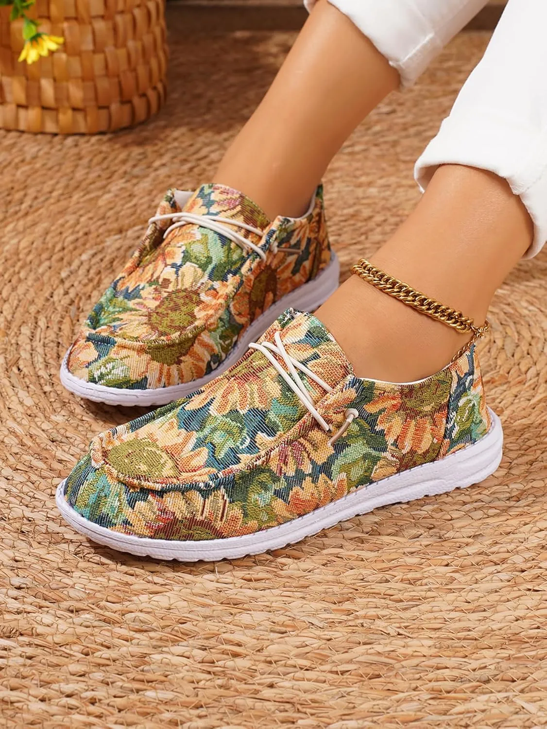 Unisex Versatile Pattern Print Canvas Loafers Elastic Strips Closure Slip-on Sneakers Comfort Walk Boat Shoes Lightweight Breathable Sports Shoes for Women/Men Adult/Big-Kid, Couple Shoes, Multicolor