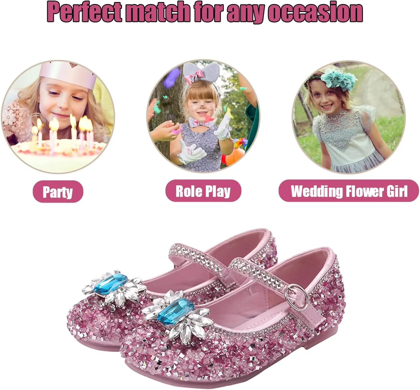 Unybwonn Sparkle Shoes Ballet Flats for Girls Leather Princess Party Girls Shoes Soft and Wear-Resistant for Wedding Flower Girl