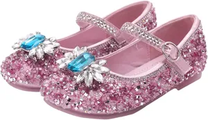 Unybwonn Sparkle Shoes Ballet Flats for Girls Leather Princess Party Girls Shoes Soft and Wear-Resistant for Wedding Flower Girl