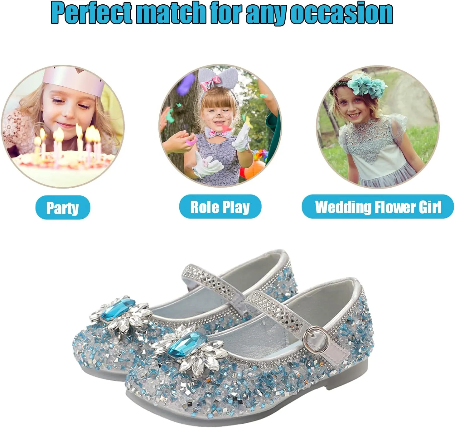 Unybwonn Sparkle Shoes Ballet Flats for Girls Leather Princess Party Girls Shoes Soft and Wear-Resistant for Wedding Flower Girl