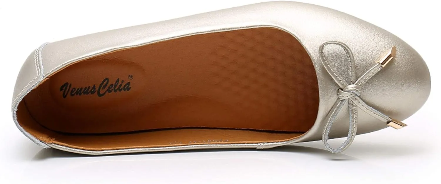 VenusCelia Women's Bowknot Ballet Dance Flat Shoe