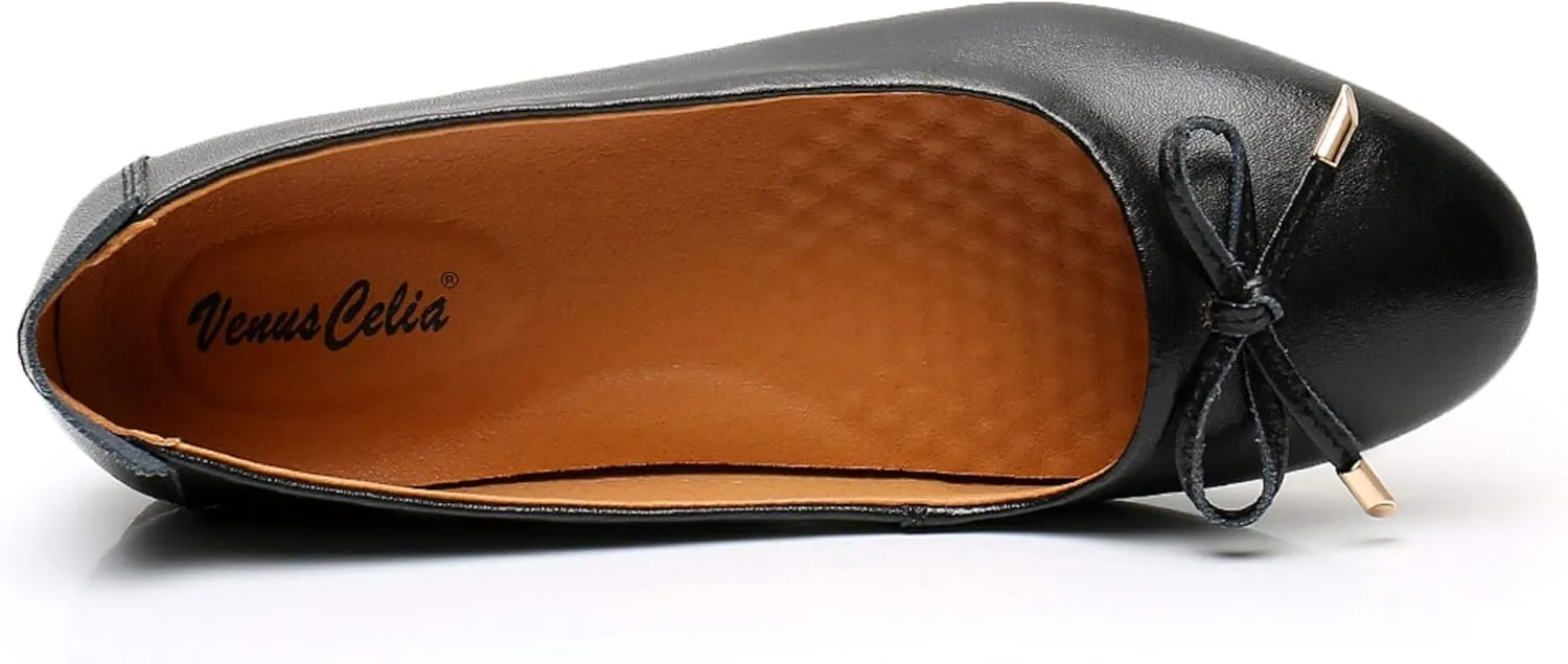 VenusCelia Women's Bowknot Ballet Dance Flat Shoe