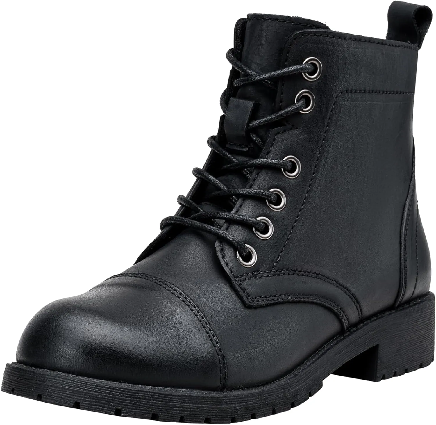Vepose Women's Ankle Boots Lace up, Flat Fashion Combat Booties Low Heel