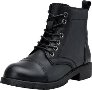 Vepose Women's Ankle Boots Lace up, Flat Fashion Combat Booties Low Heel