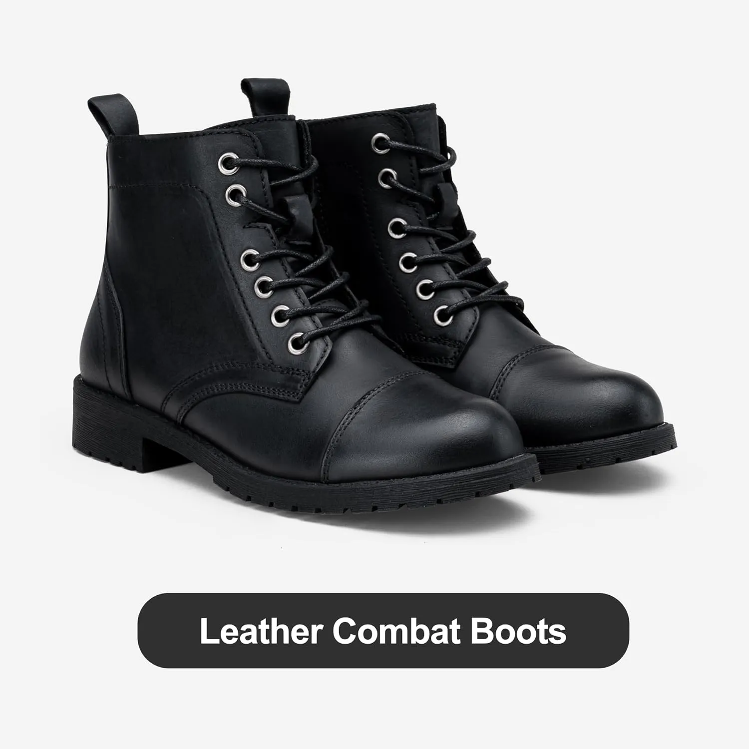 Vepose Women's Ankle Boots Lace up, Flat Fashion Combat Booties Low Heel
