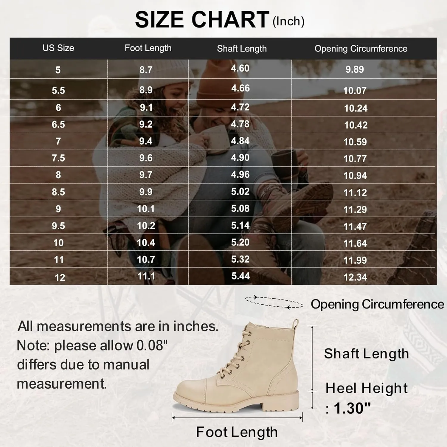 Vepose Women's Ankle Boots Lace up, Flat Fashion Combat Booties Low Heel