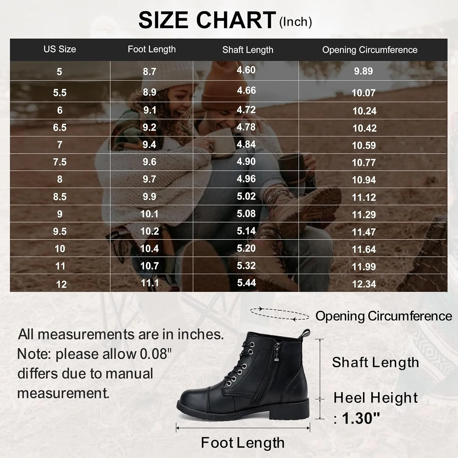 Vepose Women's Ankle Boots Lace up, Flat Fashion Combat Booties Low Heel
