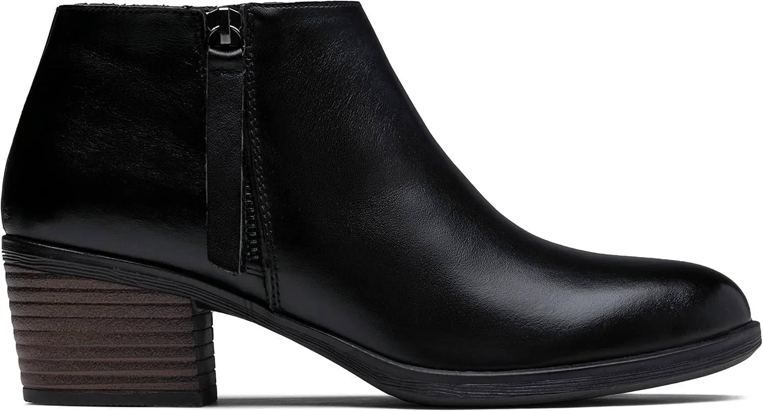 Vepose Women's Leather Ankle Boots, Low Heel Short Booties with Zipper