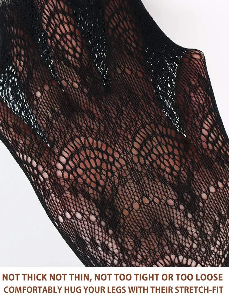 VERO MONTE Womens Colorful Hollow Out Knitted Tights - Patterned Lace Stockings