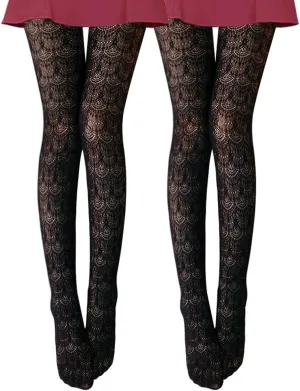 VERO MONTE Womens Colorful Hollow Out Knitted Tights - Patterned Lace Stockings