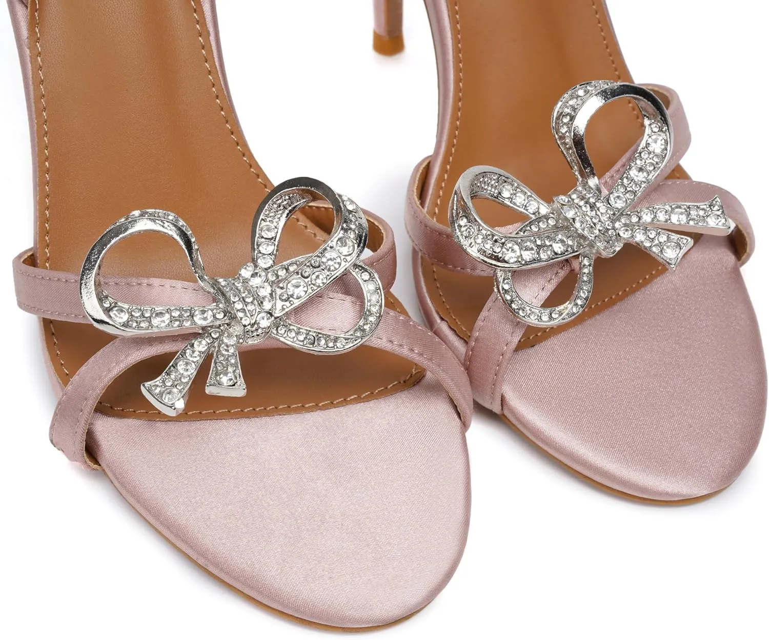 Vertundy Women's Slingback Heeled Sandals Slip On Stiletto Heels Open Toe High Rhinestone Bow Decoration Dress Party Wedding Elegant Shoes for Women