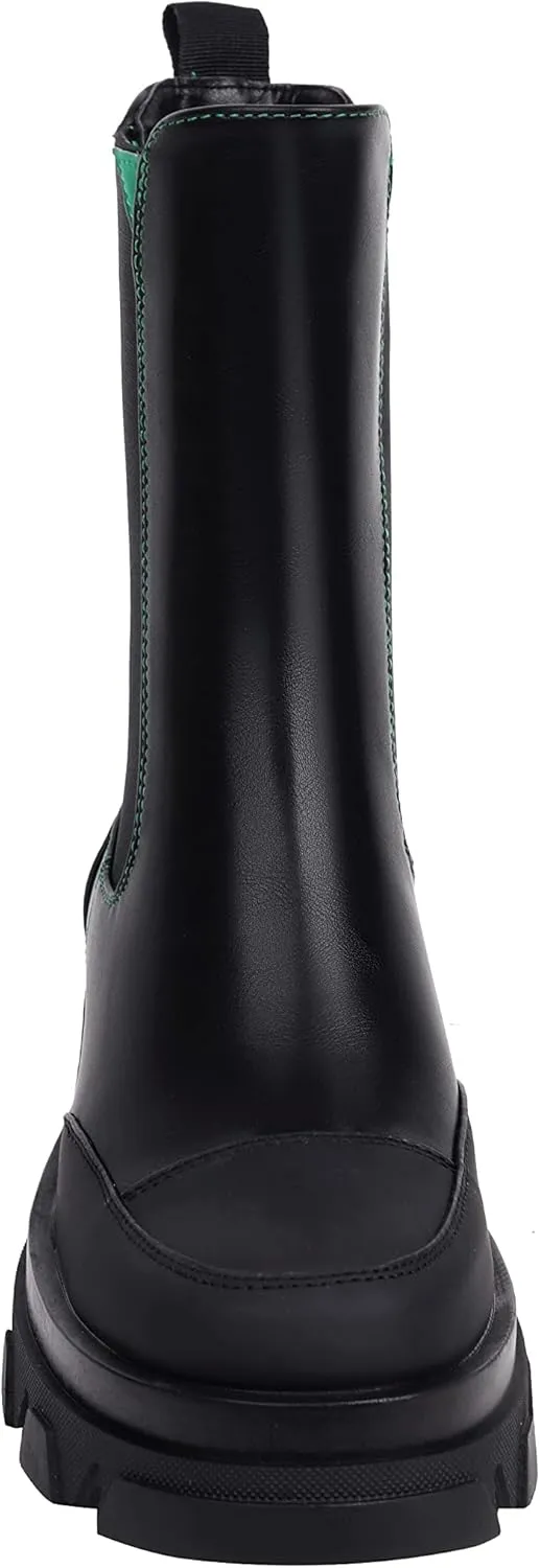 vivianly Women's Platform Chelsea Boot Round Toe Ankle Booties Chunky Heeled Boots