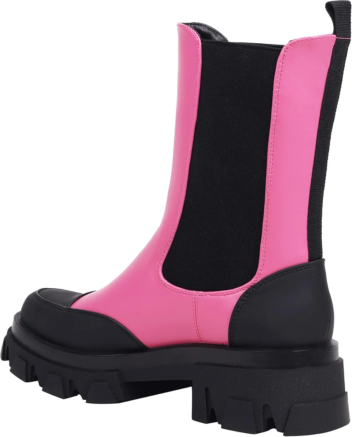 vivianly Women's Platform Chelsea Boot Round Toe Ankle Booties Chunky Heeled Boots