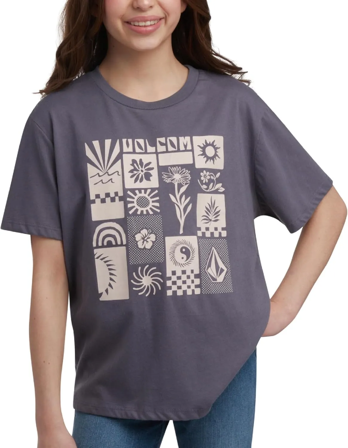 Volcom Girls Shirts - Casual Crewneck Short Sleeve Graphic Tee Trendy Tops - Breathable Girls Summer Clothes